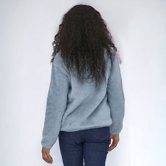 PATAGONIA Women's Outdoor Fuzzy Fleece 1/4 Zip Pullover Mock Neck Blue Gray Sz S - Picture 2 of 11